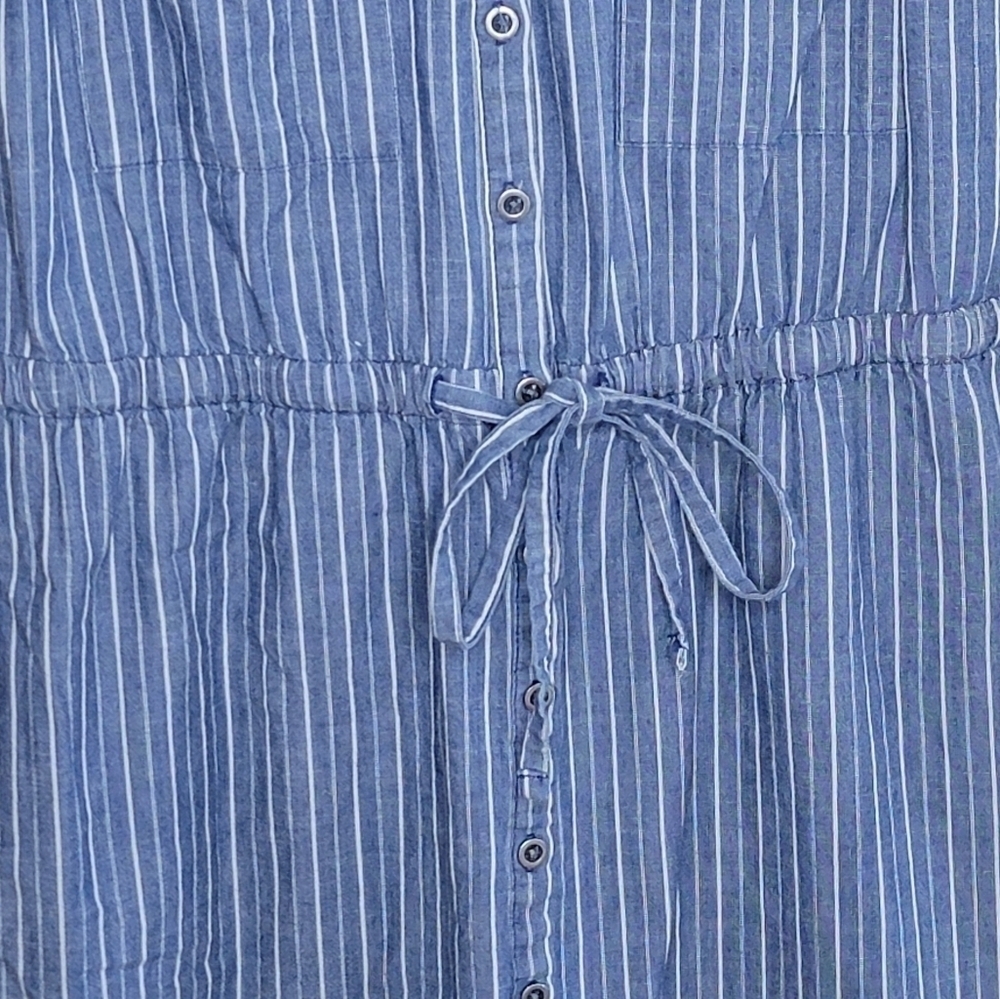 Old Navy | Chambray Blue Striped Button Front Sleeveless Dress Size Small - Picture 5 of 6